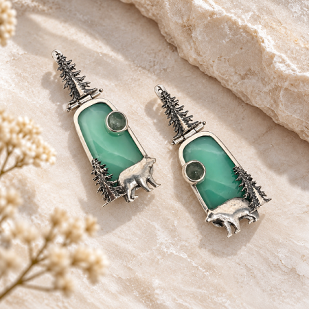 Серебряные серьги Мишкин лес